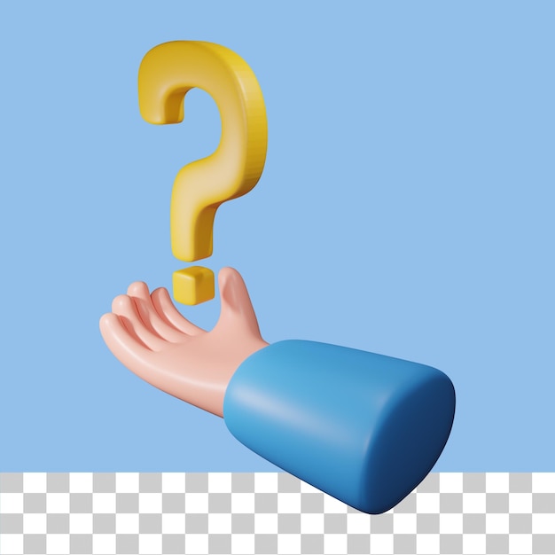 main tenant une illustration 3d de question