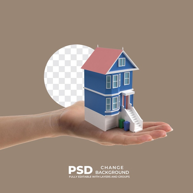 une main tenant une maison