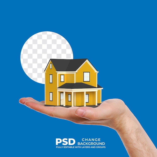 PSD la main tenant une maison