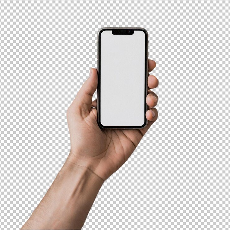 PSD une main tenant un téléphone qui dit " lg " sur l'écran