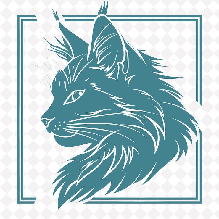 PSD maine coon cat icon majestic cat profile con orecchie tufted un'illustrazione animal vector art design