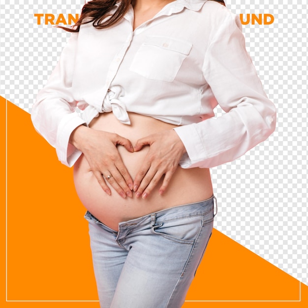 mains de femme enceinte au fond transparent