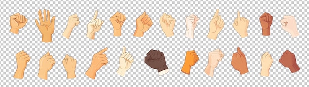 Les mains, les pouces en l'air.