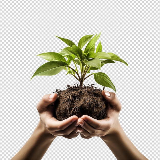 Des Mains Tenant Une Jeune Plante Verte Isolée Sur Un Fond Blanc