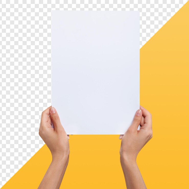 PSD des mains tenant un papier blanc
