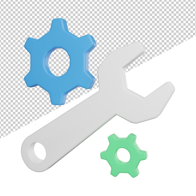 Maintenance System side view 3d icons rendering illustration on transparent background