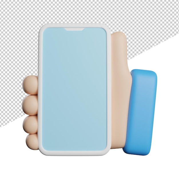 Maintenez Le Téléphone Main Vue De Face Rendu 3d Icône Illustration Sur Fond Transparent