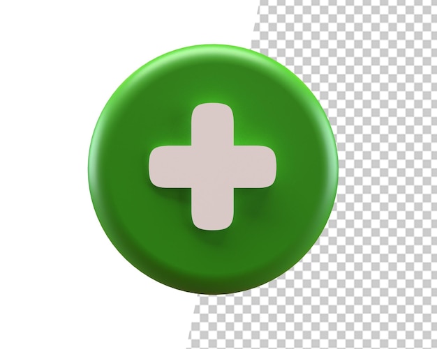 PSD mais ícone verde 3d