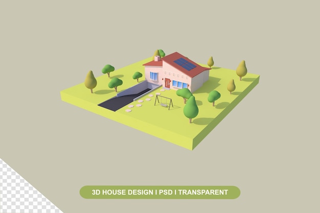 Maison 3D avec jardin verdoyant