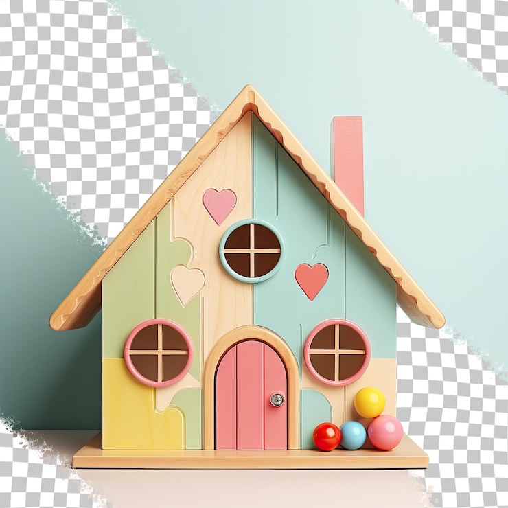 PSD une maison en bois sur un fond transparent