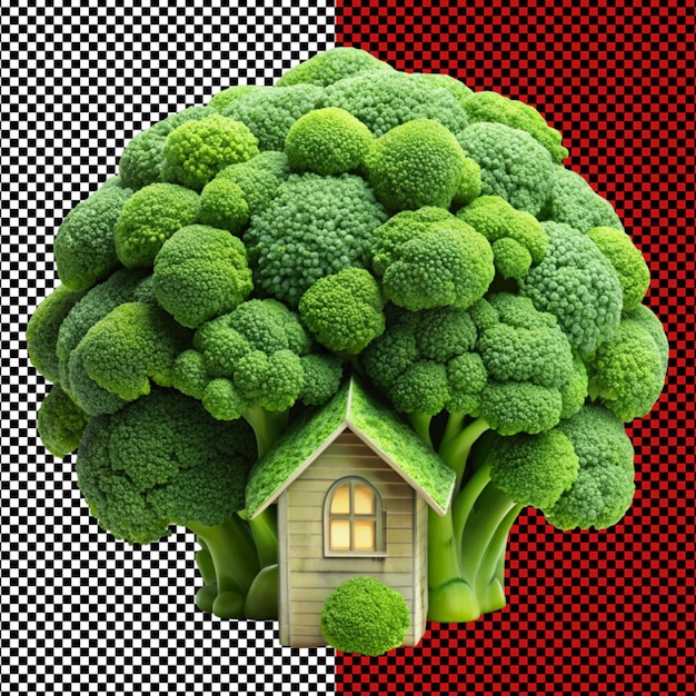 PSD maison de brocoli sur un fond transparent