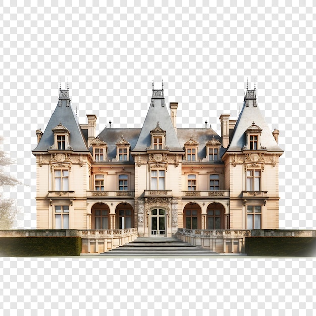 PSD maison de château isolée sur fond transparent