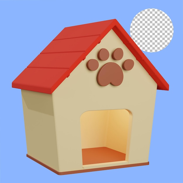 maison de chien mignon rendu 3d fond alpha