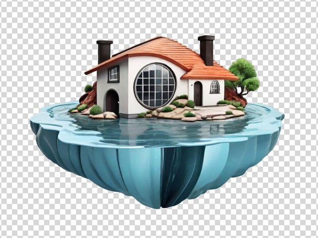 PSD une maison d'eau souterraine 3d png