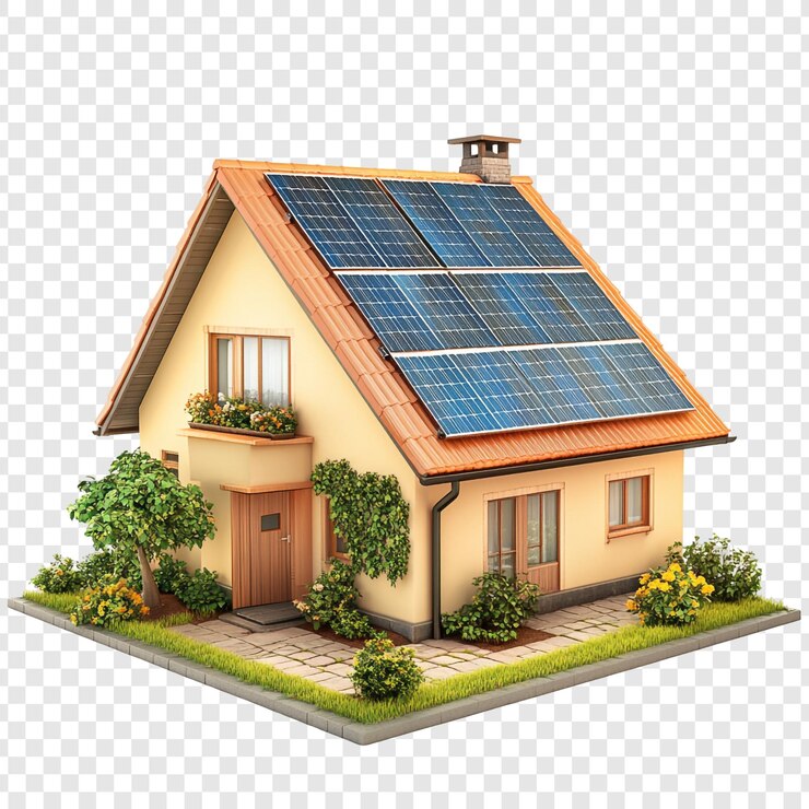 PSD une maison écologique avec des panneaux solaires une vie durable dans une maison moderne