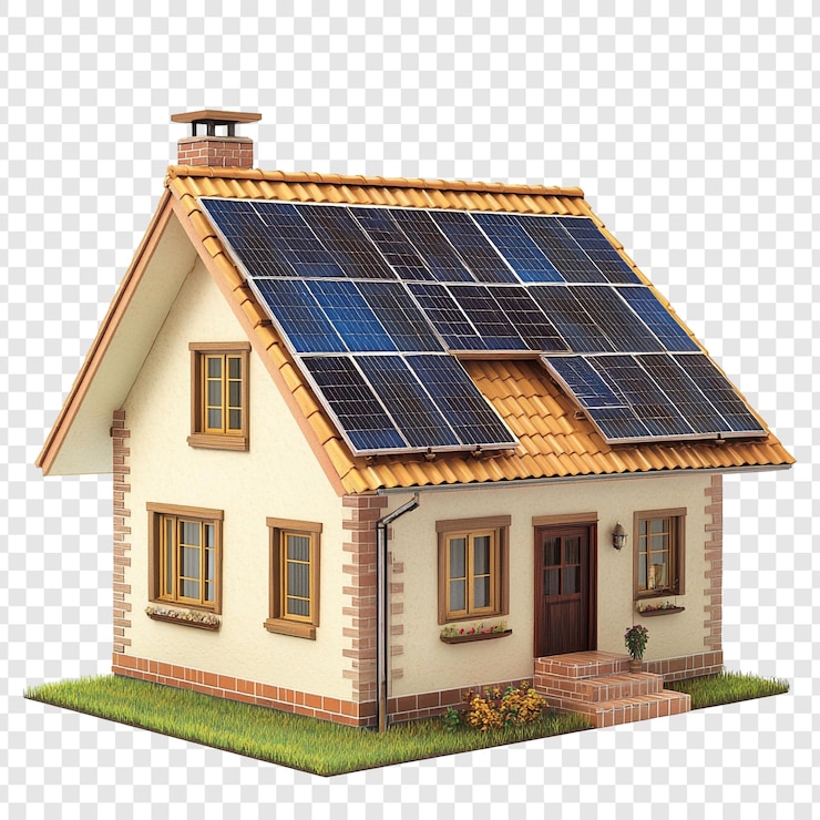 PSD une maison écologique avec des panneaux solaires