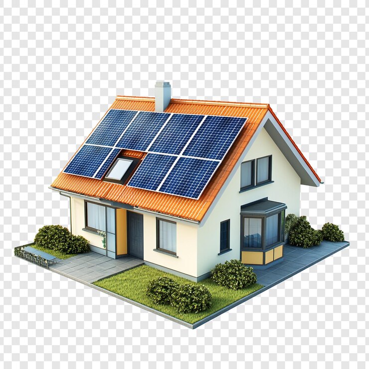 PSD une maison écologique avec des panneaux solaires