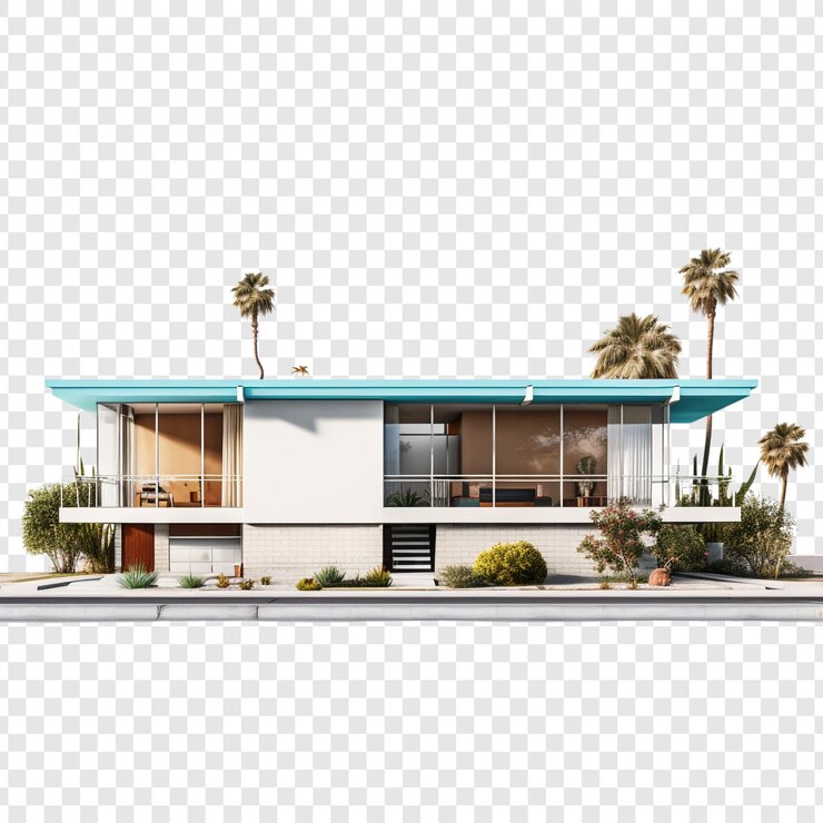 PSD une maison de lustron isolée sur un fond transparent