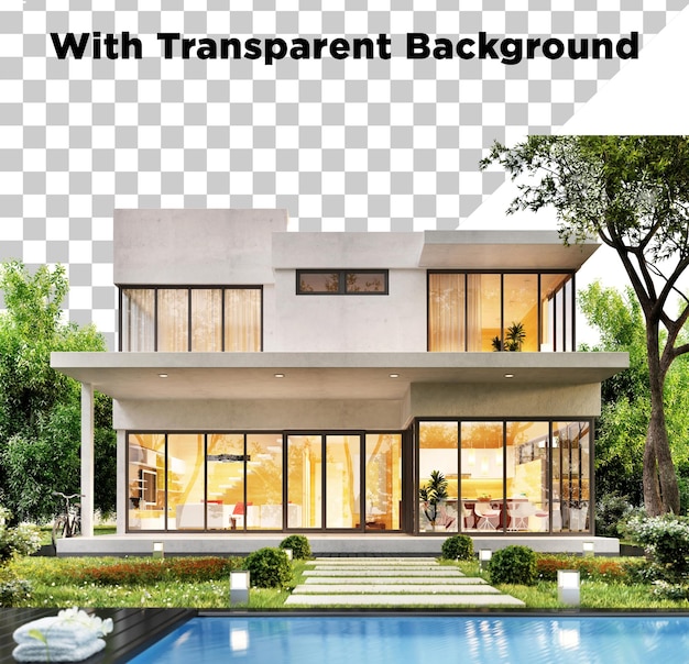 Une maison de luxe moderne isolée sur un fond transparent PNG PSD
