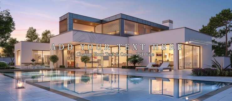 PSD une maison de luxe moderne avec piscine