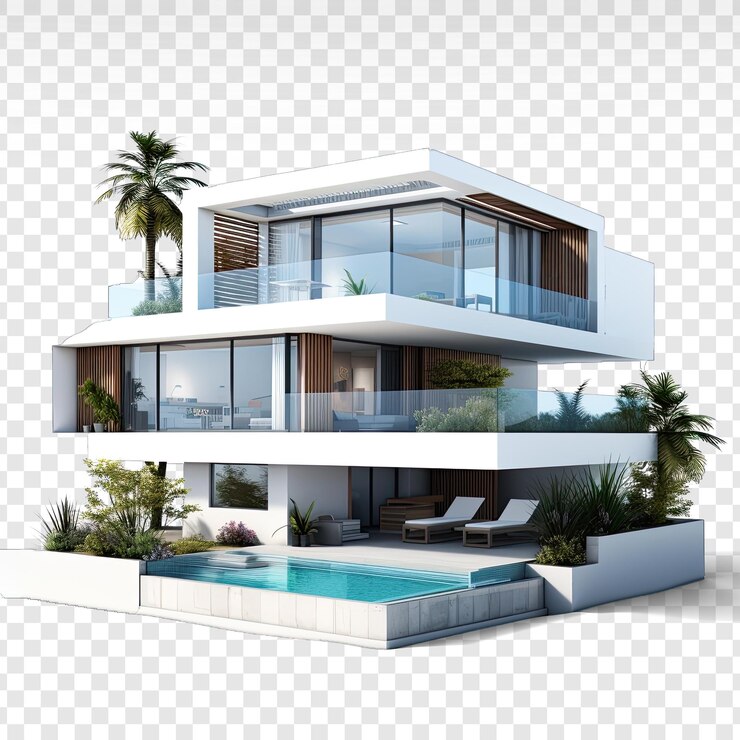 PSD maison moderne sur fond de transparence psd