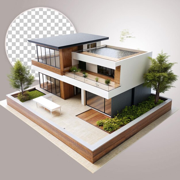 PSD maison moderne générique 3d isolée sur fond blanc