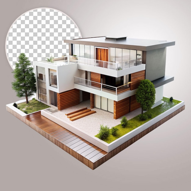 PSD maison moderne générique 3d isolée sur fond blanc