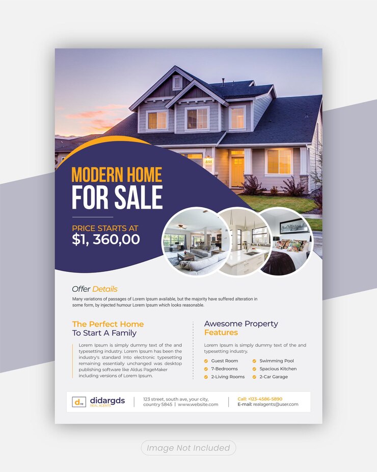 PSD maison moderne à vendre conception de modèle de flyer immobilier