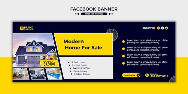 PSD maison moderne à vendre conception de vignettes you tube et bannière web pour les entreprises de vente de maisons immobilières