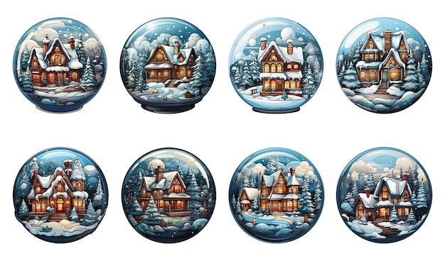 PSD maison de noël dans la boule à neige sublimation clipart png