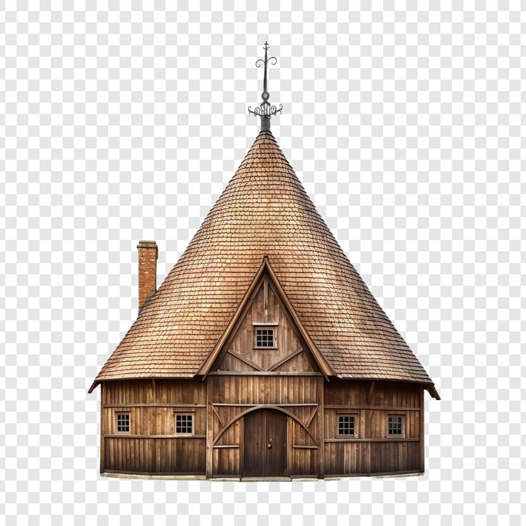 PSD maison oast isolée sur fond transparent