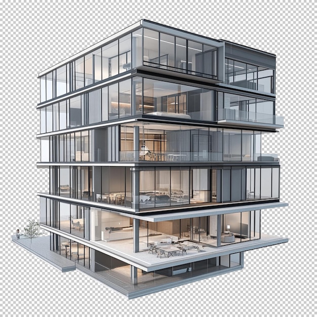Maison quadruplex isolée sur un fond transparent