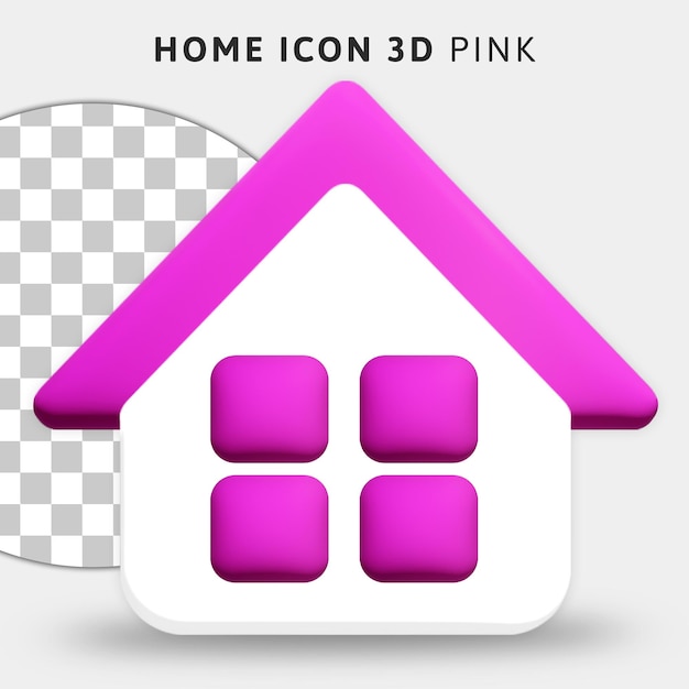 PSD maison rose 3d sur fond transparent