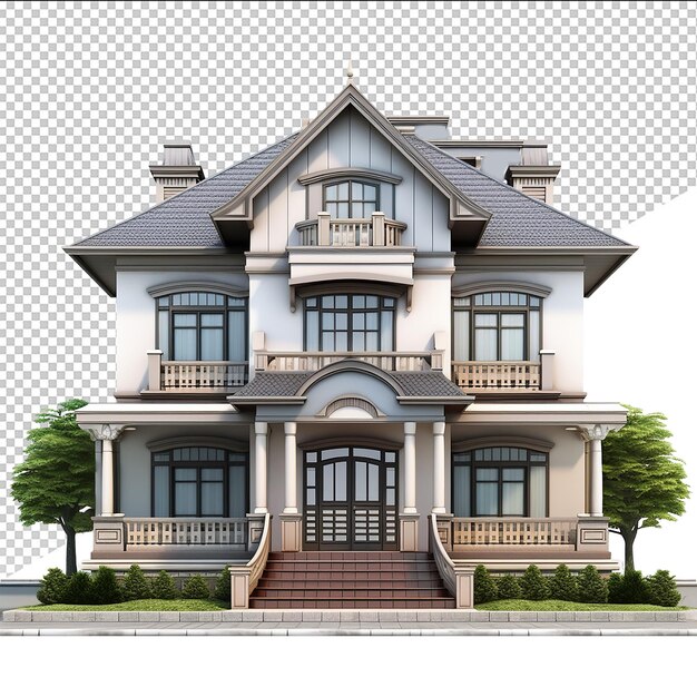 PSD une maison tudor sur fond transparent