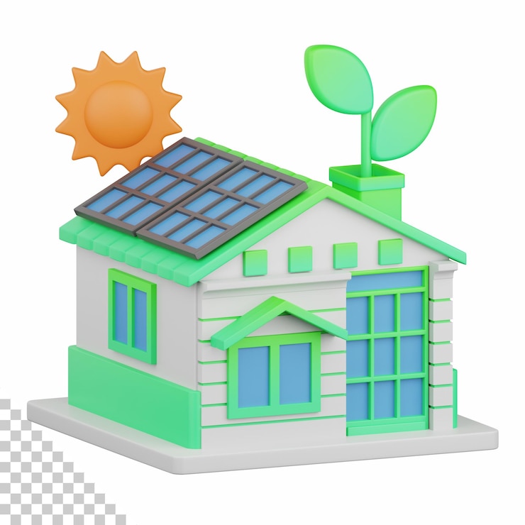 PSD maison verte de rendu 3d isolée utile pour l'écologie, l'énergie, le recyclage et la technologie écologiques