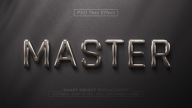 Maître de texte modifiable avec texture métallique à effet de style 3d