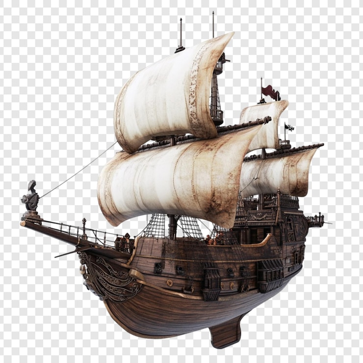 PSD majestic antique sailing ship marrom madeira velas brancas viagem oceânica