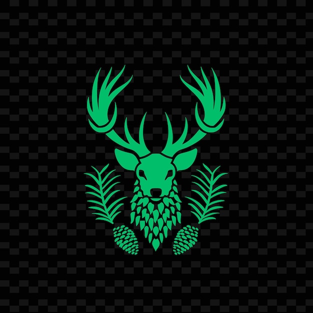 PSD majestic astilbe logo mit dekorativem hirsch kreatives vektordesign der naturkollektion