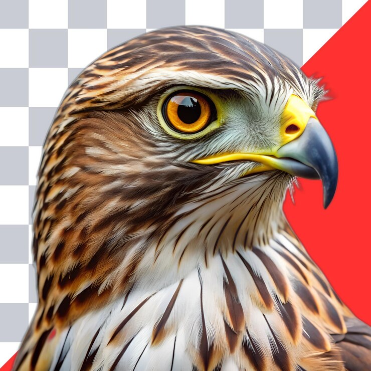 PSD el majestic hawk mira con intensidad sobre un fondo negro