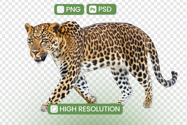 Majestic Leopard Uma imagem de alta resolução de um leopardo caminhando graciosamente pela savana mostrando suas manchas de pele e poderoso passo Conservação da Vida Selvagem e Beleza Animal