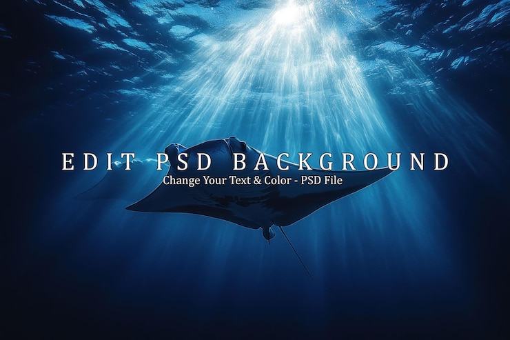 PSD majestic manta ray in sonnenstrahlen