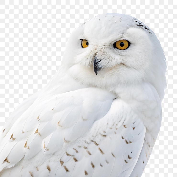 PSD majestic snowy owl con una mirada intensa aislada en un fondo transparente