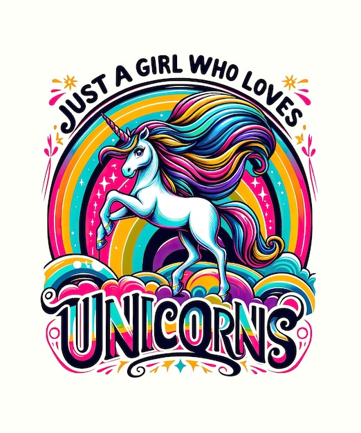 PSD majestic unicorn over rainbow girls aman sólo a una chica que ama