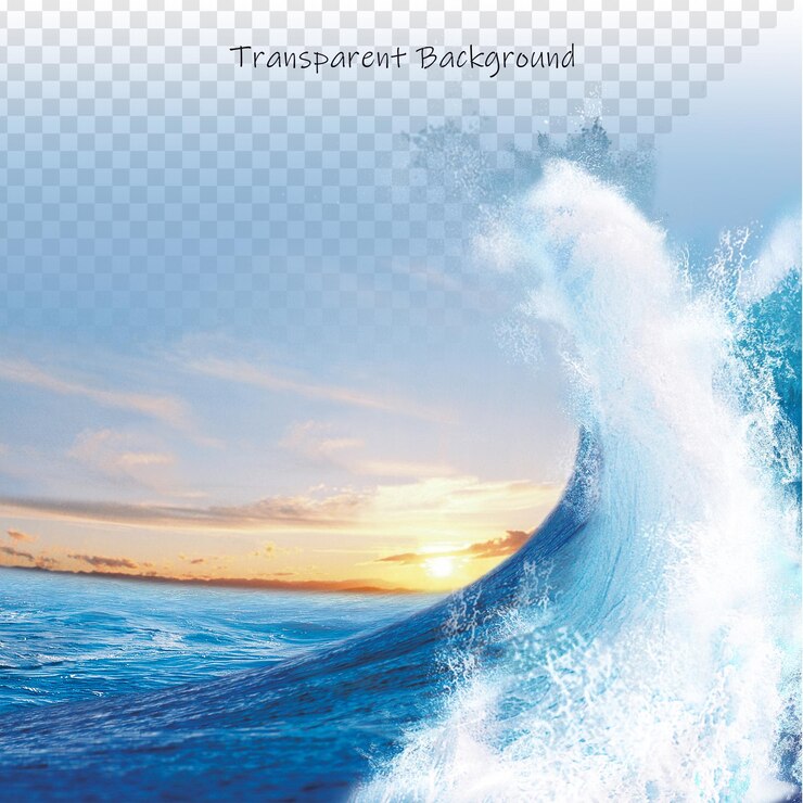 PSD a majestic wave crashing at sunset