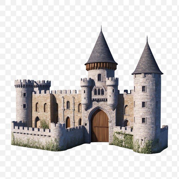 PSD majesticos muros de mármol de castillo en 3d y arquitectura elegante