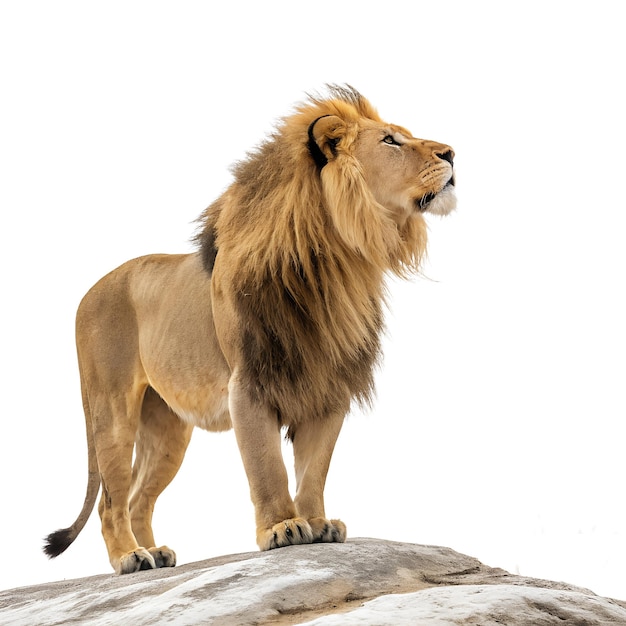 Le majestueux lion mâle sur un fond transparent