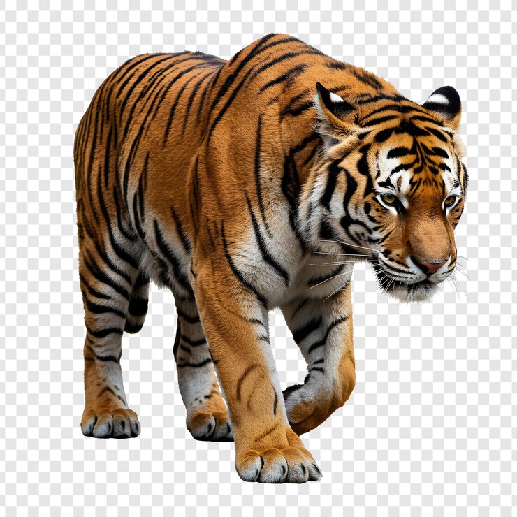 PSD le majestueux tigre du bengale en mouvement