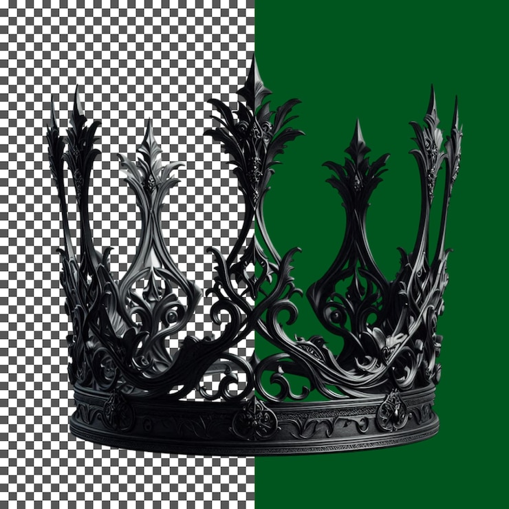 PSD la majestuosa corona negra con exquisitos adornos en un fondo transparente png psd