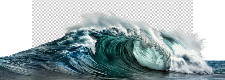 PSD la majestuosa cresta de las olas del océano con spray de espuma png en un fondo transparente