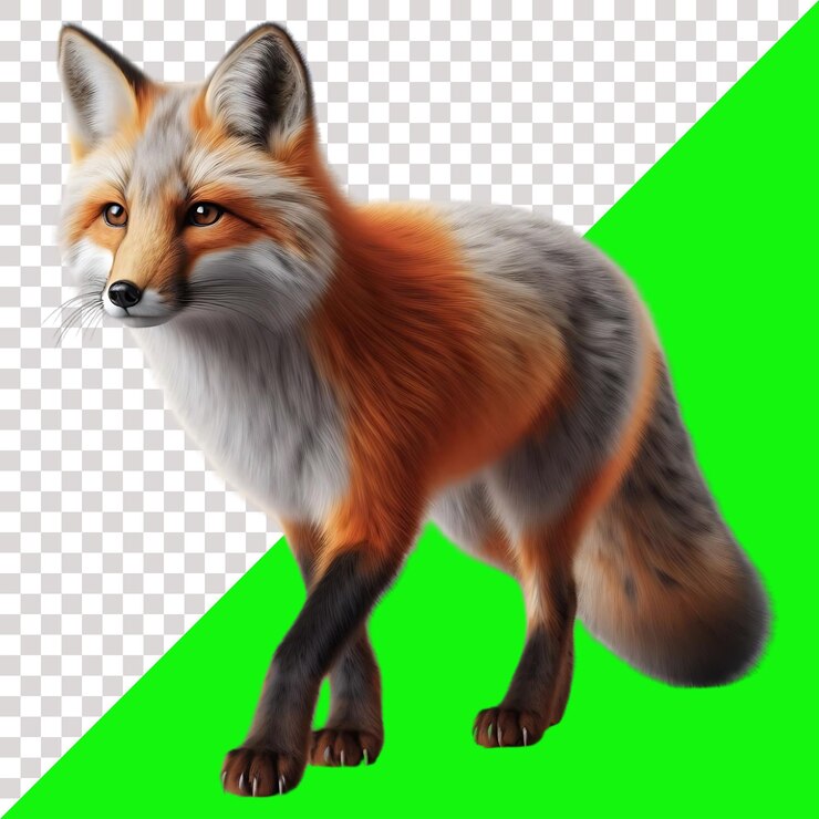 PSD el majestuoso zorro rojo con fondo transparente